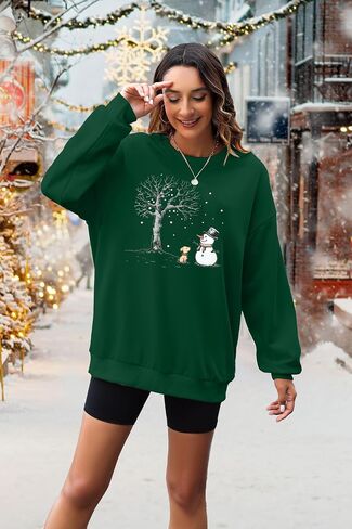 EGELEXY Snowman Shirts for Women Christmas Snowman Sweatshirts Christmas Tree Outfits Merry Lightweight Pullover Tops in Saudi Arabia