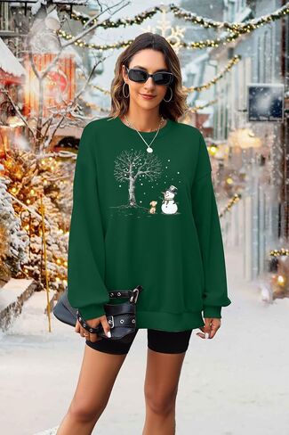 EGELEXY Snowman Shirts for Women Christmas Snowman Sweatshirts Christmas Tree Outfits Merry Lightweight Pullover Tops in Saudi Arabia