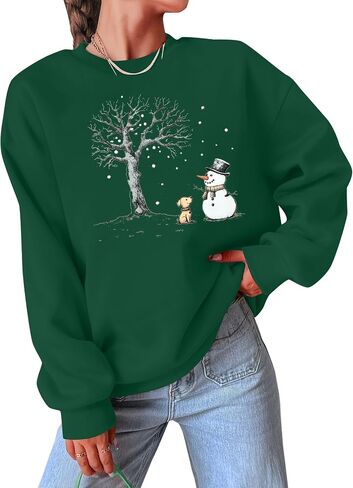 EGELEXY Snowman Shirts for Women Christmas Snowman Sweatshirts Christmas Tree Outfits Merry Lightweight Pullover Tops in Saudi Arabia