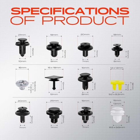A-Premium 115 PCS (12 Sizes) Car Retainer Clips Kit Compatible with Subaru Forester Impreza Outback Tribeca Bumper Fender Cowl Auto Push Pin Plastic Rivet Fastener Replacement Set, w/Removal Tool in Saudi Arabia