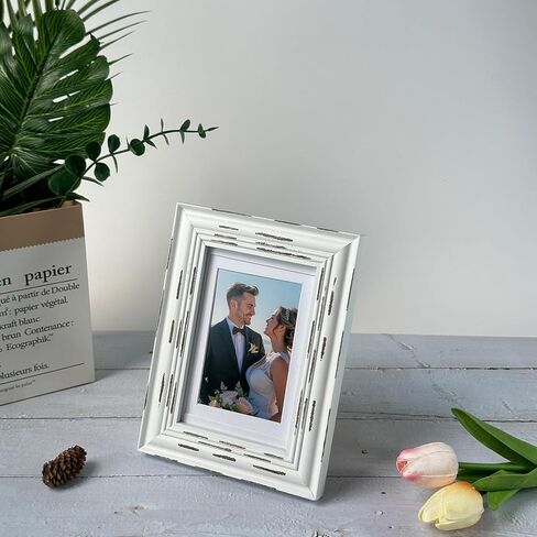 4x6 Picture Frame, Rustic Photo Frame Made of Solid Wood High Definition Glass, Vintage Distressed Photo Frame for Tabletop Display and Wall Mounting in Saudi Arabia
