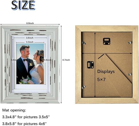 4x6 Picture Frame, Rustic Photo Frame Made of Solid Wood High Definition Glass, Vintage Distressed Photo Frame for Tabletop Display and Wall Mounting in Saudi Arabia