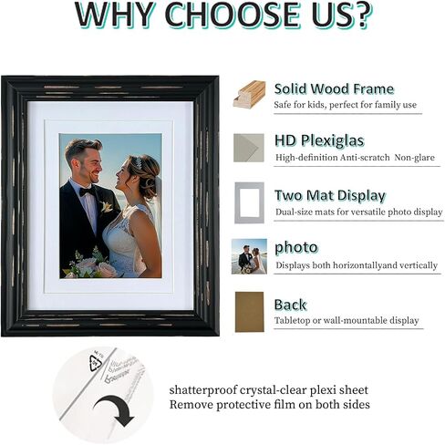 4x6 Picture Frame, Rustic Photo Frame Made of Solid Wood High Definition Glass, Vintage Distressed Photo Frame for Tabletop Display and Wall Mounting in Saudi Arabia