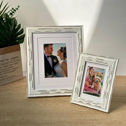 4x6 Picture Frame, Rustic Photo Frame Made of Solid Wood High Definition Glass, Vintage Distressed Photo Frame for Tabletop Display and Wall Mounting in Saudi Arabia