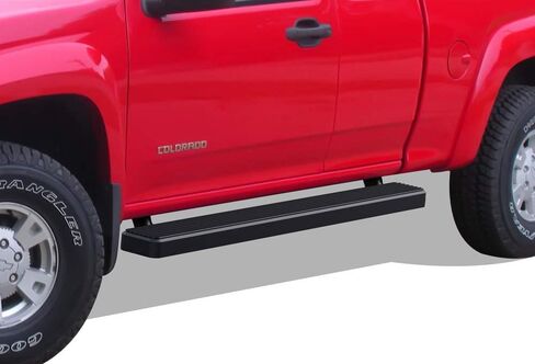 لوحات تشغيل APS (قضبان Nerf ذات خطوات جانبية) متوافقة مع Chevy Colorado GMC Canyon 2004-2012 Extended Cab (الفولاذ المقاوم للصدأ المطلي بمسحوق أسود 5 بوصات) in Saudi Arabia