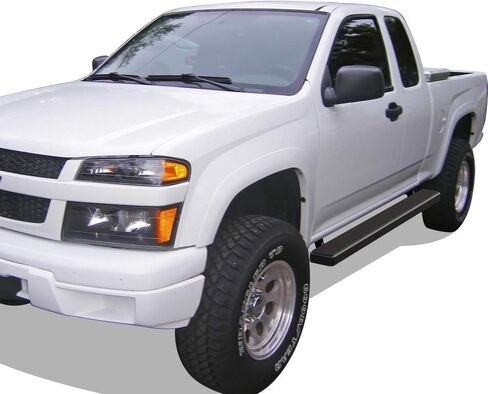 لوحات تشغيل APS (قضبان Nerf ذات خطوات جانبية) متوافقة مع Chevy Colorado GMC Canyon 2004-2012 Extended Cab (الفولاذ المقاوم للصدأ المطلي بمسحوق أسود 5 بوصات) in Saudi Arabia