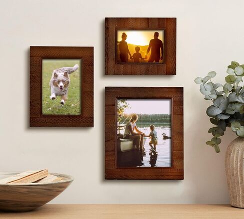 Rustic 8x10 Wood Picture Frame with Real Glass, Farmhouse Photo Frame for Tabletop & Wall Mount, Natural Wooden Frame for Family Photos, Gifts, Home Décor, Brown in Saudi Arabia