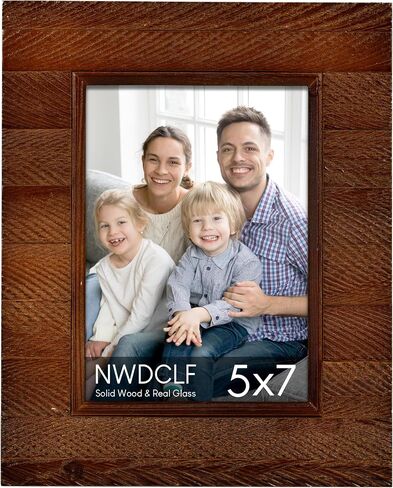 Rustic 8x10 Wood Picture Frame with Real Glass, Farmhouse Photo Frame for Tabletop & Wall Mount, Natural Wooden Frame for Family Photos, Gifts, Home Décor, Brown in Saudi Arabia
