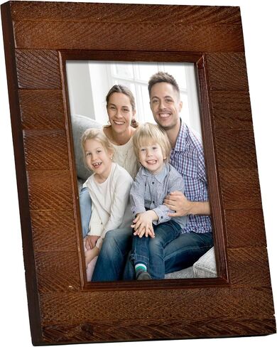 Rustic 8x10 Wood Picture Frame with Real Glass, Farmhouse Photo Frame for Tabletop & Wall Mount, Natural Wooden Frame for Family Photos, Gifts, Home Décor, Brown in Saudi Arabia