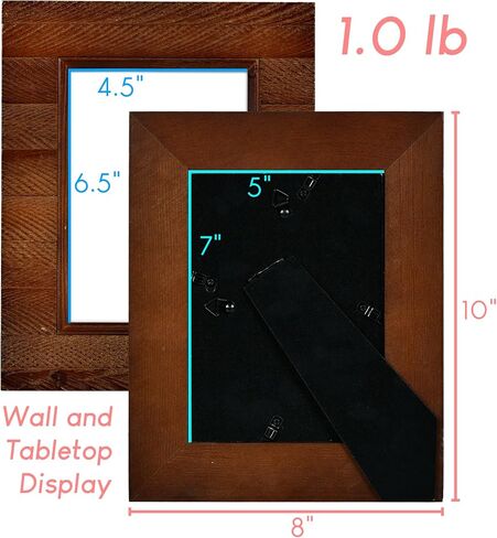 Rustic 8x10 Wood Picture Frame with Real Glass, Farmhouse Photo Frame for Tabletop & Wall Mount, Natural Wooden Frame for Family Photos, Gifts, Home Décor, Brown in Saudi Arabia