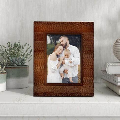Rustic 8x10 Wood Picture Frame with Real Glass, Farmhouse Photo Frame for Tabletop & Wall Mount, Natural Wooden Frame for Family Photos, Gifts, Home Décor, Brown in Saudi Arabia