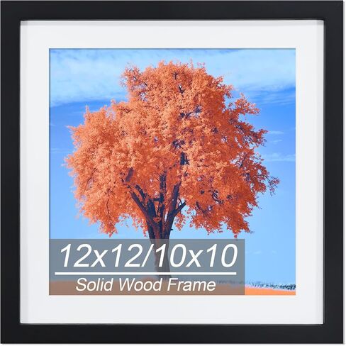 12x12 Picture Frame Black, Solid Wood Diamond Art Painting Frames 30x30cm, Display Pictures 10x10 with Mat or 12 x 12 Without Mat, 12x12 Frame for Photos Posters Prints Artworks Puzzles, Wall Hanging in Kuwait