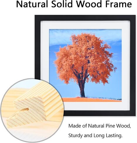 12x12 Picture Frame Black, Solid Wood Diamond Art Painting Frames 30x30cm, Display Pictures 10x10 with Mat or 12 x 12 Without Mat, 12x12 Frame for Photos Posters Prints Artworks Puzzles, Wall Hanging in Kuwait