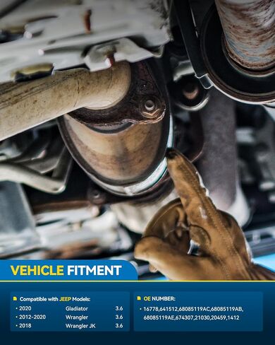 مجموعة المحول الحفاز الأيمن من PHILTOP متوافقة مباشرة مع Jeep Wrangler 3.6L 2012-2020، Gladiator 3.6L 2020، Wrangler JK 3.6L 2018 استبدال # 20459، 16778، 641512 (متوافق مع وكالة حماية البيئة) in Kuwait