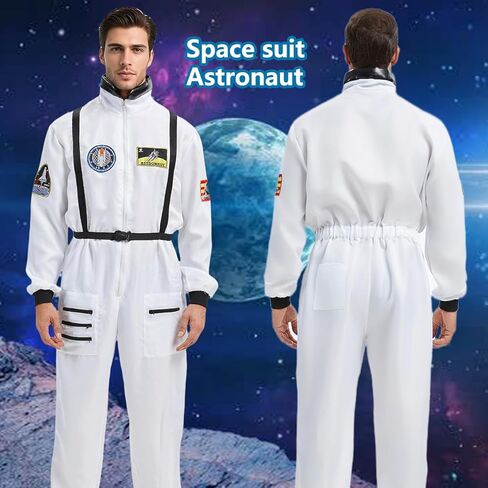 بدلة تنكري لرائد الفضاء للبالغين للرجال بذلة بيضاء لعيد الهالوين وعيد الميلاد in Kuwait