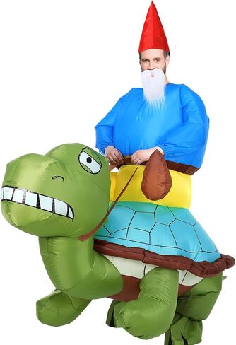 Mepase Inflatable Turtle Costumes Halloween Gnome Ride on Turtle Costumes with Felt Hat and Beard Decoration Adult Animal Blow up Cosplay Outfit for Dress up Parties - Unisex One Size in Saudi Arabia