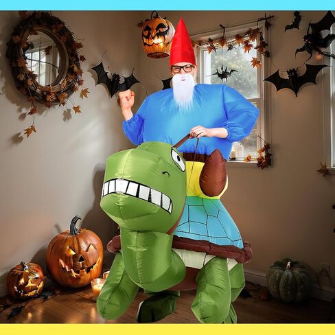Mepase Inflatable Turtle Costumes Halloween Gnome Ride on Turtle Costumes with Felt Hat and Beard Decoration Adult Animal Blow up Cosplay Outfit for Dress up Parties - Unisex One Size in Saudi Arabia