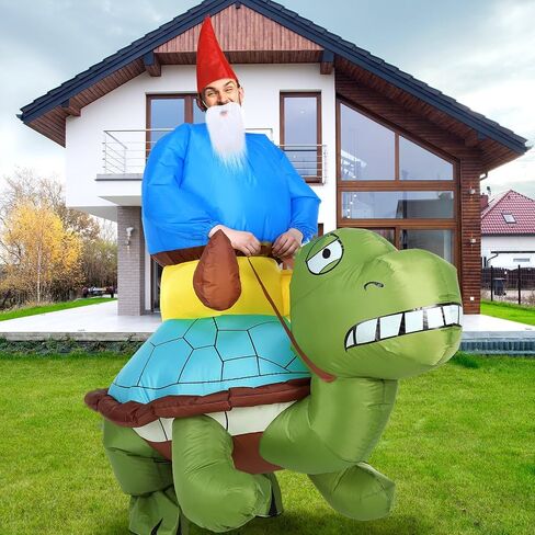 Mepase Inflatable Turtle Costumes Halloween Gnome Ride on Turtle Costumes with Felt Hat and Beard Decoration Adult Animal Blow up Cosplay Outfit for Dress up Parties - Unisex One Size in Saudi Arabia