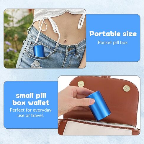 Small Metal Pill Case Portable Aluminium Alloy Round Pill Box Container Waterproof Pocket Medicine Box Holder Organizer Travel Camping Daily Outdoor Supplements Bottle for Vitamin Fish Oils in Saudi Arabia