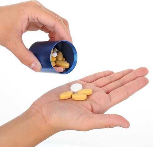 Small Metal Pill Case Portable Aluminium Alloy Round Pill Box Container Waterproof Pocket Medicine Box Holder Organizer Travel Camping Daily Outdoor Supplements Bottle for Vitamin Fish Oils in Saudi Arabia
