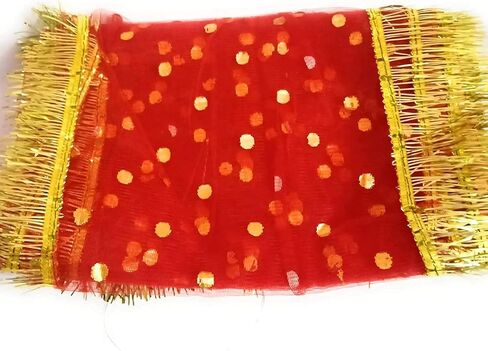 Generic CreativeZone MATA Ji Ki Chunari, Phatka for All Goddesss, Indian Traditional Chunri for Hindu God Holy Chunni(30x20cm, Pack of 3), Red, CZ-03 in Saudi Arabia