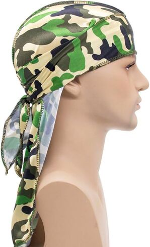 8 قطع من أغطية الرأس الحريرية Durag القراصنة ذات الذيل الطويل للرجال والنساء وشاح الشعر الحريري Durag الهيب هوب مغني الراب in Kuwait