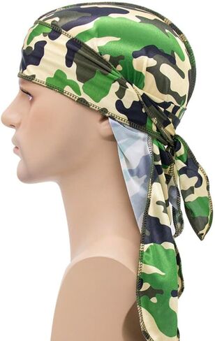 8 قطع من أغطية الرأس الحريرية Durag القراصنة ذات الذيل الطويل للرجال والنساء وشاح الشعر الحريري Durag الهيب هوب مغني الراب in Kuwait