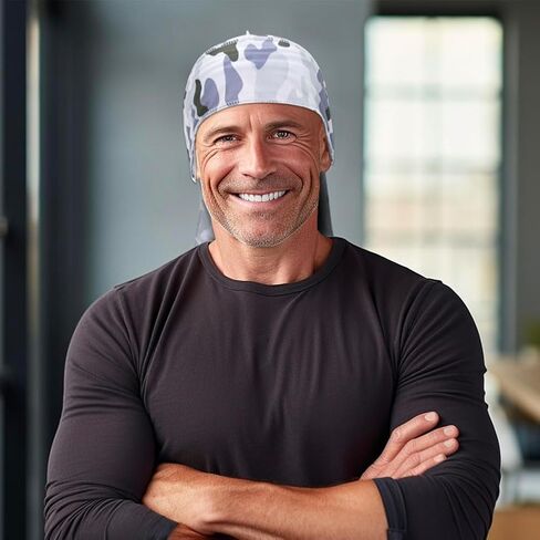 8 قطع من أغطية الرأس الحريرية Durag القراصنة ذات الذيل الطويل للرجال والنساء وشاح الشعر الحريري Durag الهيب هوب مغني الراب in Kuwait