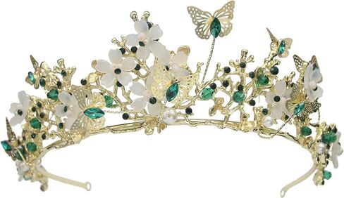 QXMYOO Butterfly Crown for Women Crystal Baroque Fairy Headpiece Butterflies Tiara for Quinceanera Birthday Wedding Costume Halloween Prom Floral Hair Accessories in Kuwait