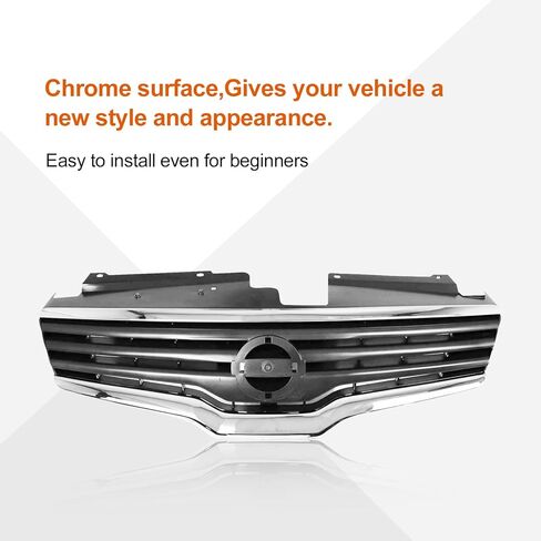 Perfit Liner Front Grille Grill Chrome Shell With Black Insert Compatible With 2007-2009 NISSAN Altima 4 Door Sedan NI1200221 62070ZN50A in Saudi Arabia