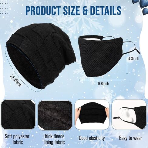 Winter Beanie and Mask for Men Warm 2-in-1 Hat Knit Thick Hat with Face Cover Removable Beanie in Saudi Arabia