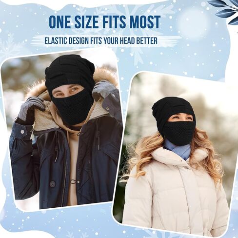 Winter Beanie and Mask for Men Warm 2-in-1 Hat Knit Thick Hat with Face Cover Removable Beanie in Saudi Arabia