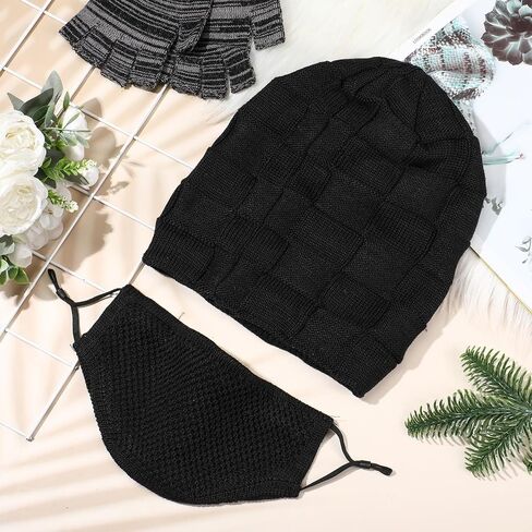 Winter Beanie and Mask for Men Warm 2-in-1 Hat Knit Thick Hat with Face Cover Removable Beanie in Saudi Arabia