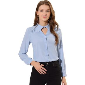 Allegra K Women's Halloween Choker Neck Blouse Turn Down Collar Long Sleeve Work Shirt in Saudi Arabia