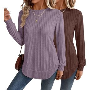 Bliwov Women Long Sleeve Shirts Crewneck Tunic Tops Loose Fit Fall Sweaters Clothes Outfits Fashion Pullover Dressy Blouses in Kuwait
