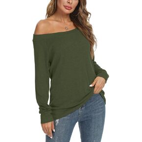 Womens Cute Sexy Off Shoulder Blouses Long Sleeve Boat Neck Tunics Tops in Kuwait