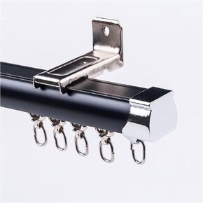 Curtain Poles 1-6m Ceiling Or Wall Mount Curtain Track Heavy-Duty Curtains Rails for Room Divider Privacy Living Room Bedroom,Black-Wall-3.6m(3 * 1.2m) in Saudi Arabia
