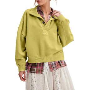 بلوزات ذات رقبة وهمية للنساء بلوفر هينلي من الصوف بأزرار كبيرة الحجم 2025 ملابس عصرية غير رسمية بأكمام طويلة in Kuwait