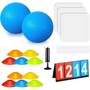 مجموعة كرة الركل الرياضية المكونة من 19 قطعة من Huaerle تتضمن كرتين للعب مع مضخة هواء و5 قواعد مطاطية للأسفل و10 مخاريط خطية ولوحة نتائج قلابة للأولاد والبنات والبالغين في ساحة المدرسة الخلفية in Kuwait