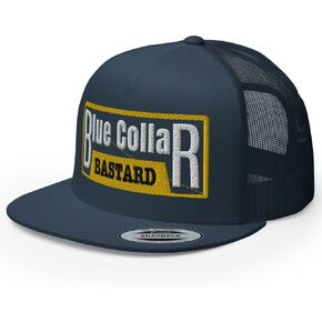 NG Blue Collar Bastard Embroidered Flat Bill Trucker Hat High Crown Adjustable Cap in Saudi Arabia