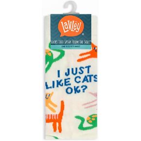 Lavley I Just Like Cats OK Socks - Funny Gifts for Cat Moms and Pet Lovers - One Size Fits Most in Kuwait