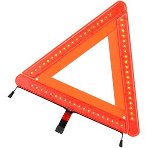 Triangle Reflective Light Kit Foldable Car Safety Sign with Led Function for Day and Night Use Includes Tripod Road Flasher for Enhanced Visibility in Kuwait