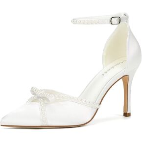 Pearl Heels Wedding Shoes for Bride High Heel Bridal Shoes Closed Toe Wedding Heels in Saudi Arabia