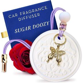 Luxury Car Air Freshener for Women - Refillable & Portable Essential Oil Fragrance Diffuser - Cute Car Accessories & Interior Decor - Mirror Hanging or Vent Clips - Pink Heart Charm, Rose Scent in Saudi Arabia