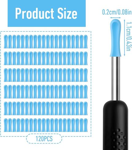 120 Pcs Ear Wax Removal Cleaner Tips,Ear Wax Removal Replacement Tips for Ears Camera, Silicone Ears Spoon Tip for Wet Dry Earspoon Accessories Set for Adult Earwax Remover Endoscope in Saudi Arabia