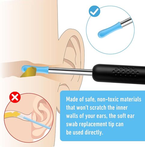 120 Pcs Ear Wax Removal Cleaner Tips,Ear Wax Removal Replacement Tips for Ears Camera, Silicone Ears Spoon Tip for Wet Dry Earspoon Accessories Set for Adult Earwax Remover Endoscope in Saudi Arabia