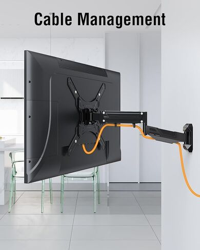 ELIVED Height Adjustable TV Wall Mount for Most 23-55 Inch tv, Spring Arm Full Motion Swivel Tilt Articulating TV Mount Bracket, Max VESA 400x400mm, Support 11-66 lbs, Matte Black. in Kuwait