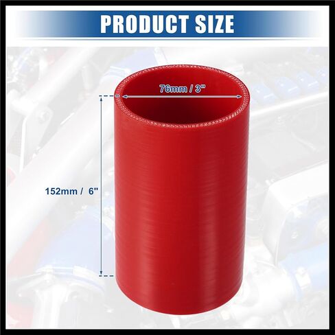 3" ID 6" Length 4-Ply Reinforced High Temp Straight Coupler Silicone Reducer Hose Red for Car Intercooler Intake Piping Durable Material in Saudi Arabia