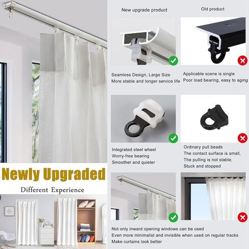 Aluminum Curtain Track Ceiling Or Wall Mount Curtain Rail System Slim Design for Privacy Living Room Room Divider,A-Wall Mount-4.2m(3 * 1.4m) in Saudi Arabia