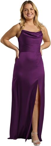 David's Bridal Charmeuse Cowl Neck Sheath Dress with Slit in Kuwait